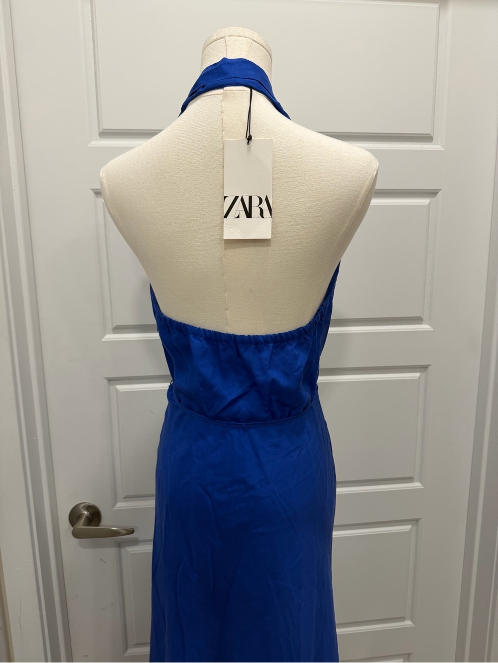 Zara Blue Halter Maxi Dress with Tie Waist - Picture 11 of 11